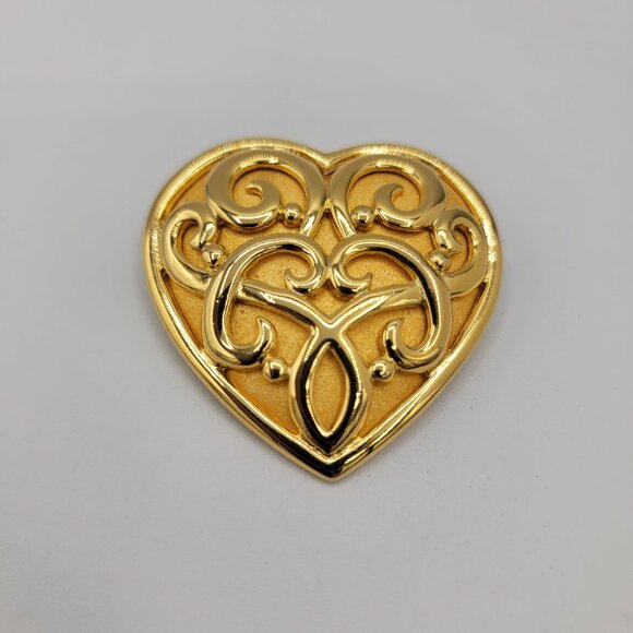 Heart Brooch Signed NJY - Picture 7 of 8